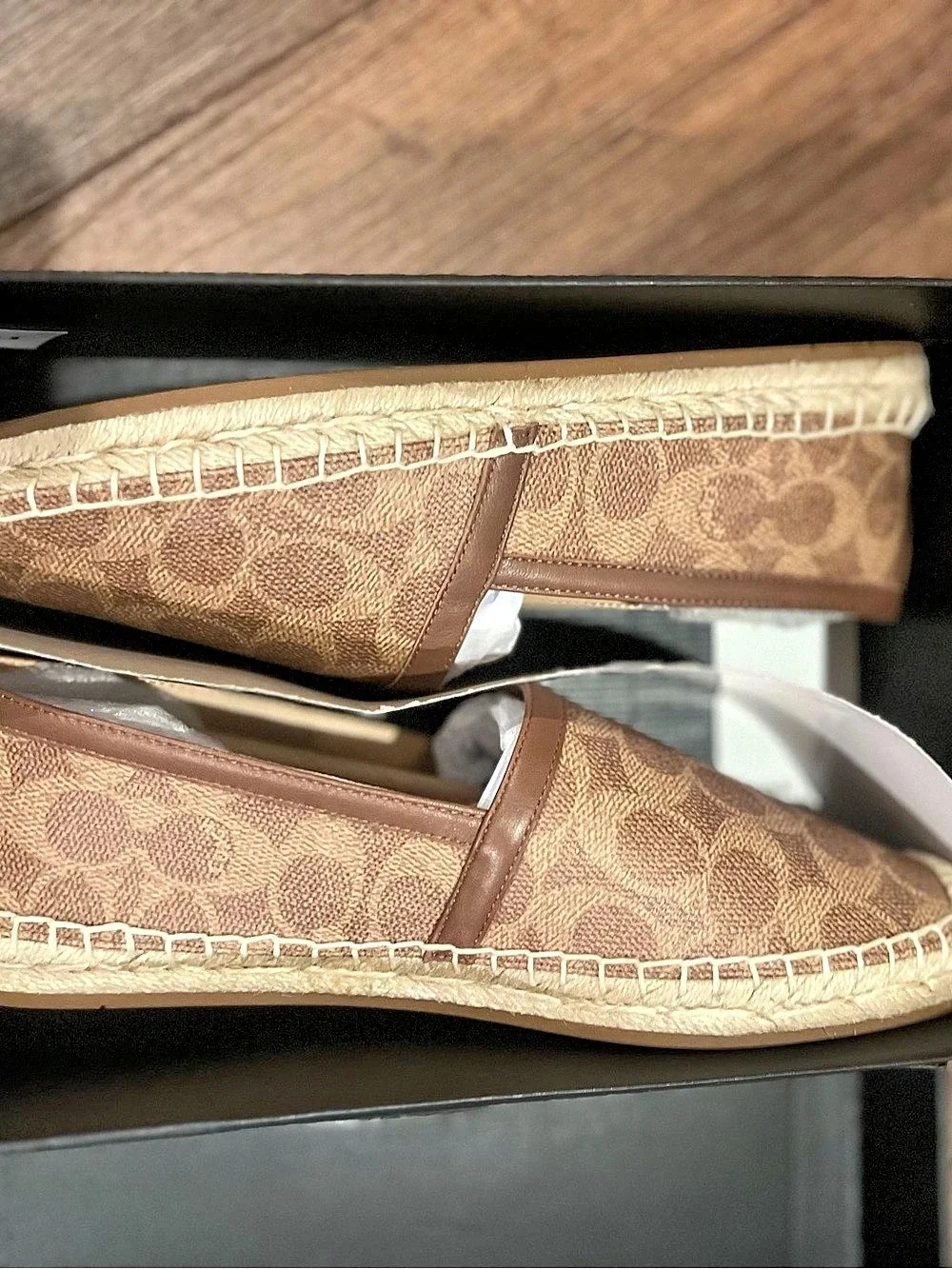 Coach Collins Coated Canvas Espadrille Brown & Tan US 8 NWT